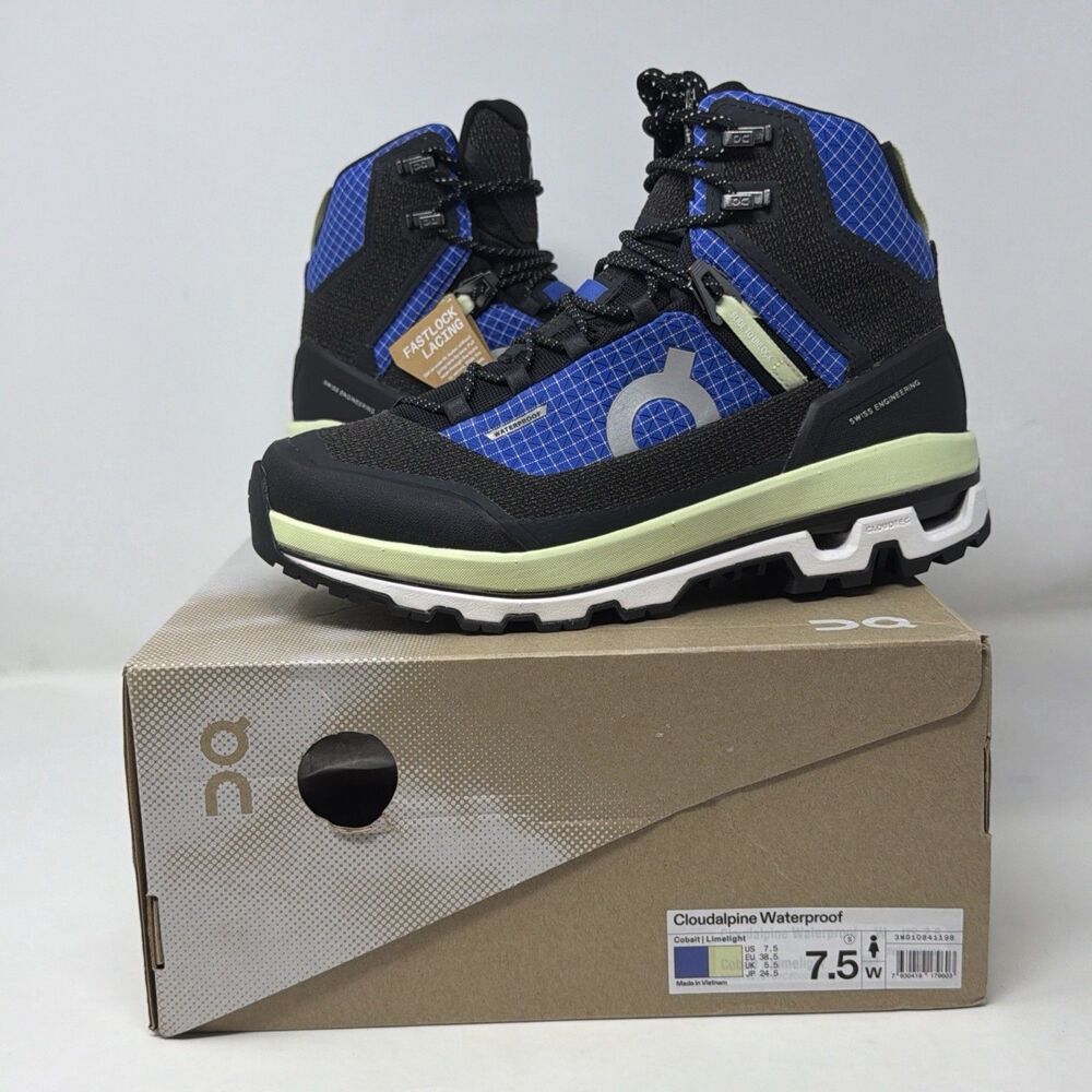 AUTH On Cloudalpine Waterproof Hiking Boots Women 7.5 Cobalt 3WD10841198